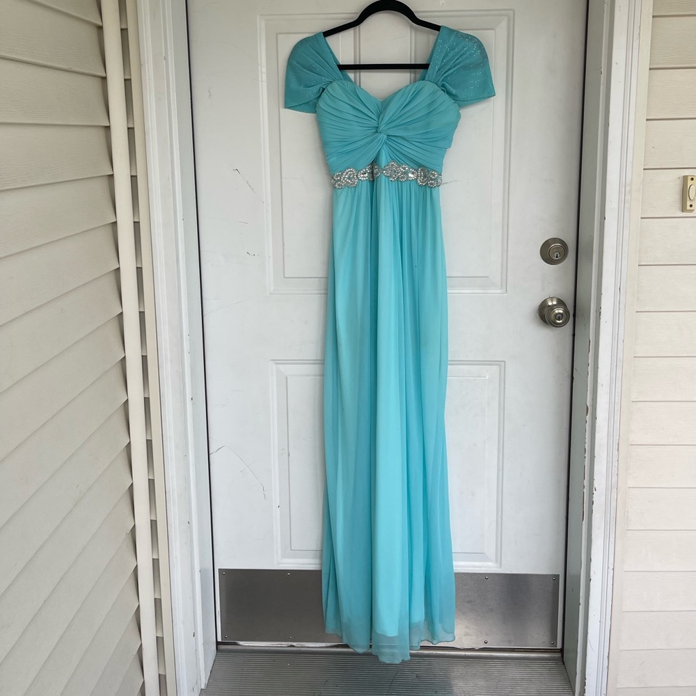 Baby blue sparkly bridesmaids maxi dress - Picture 13 of 16